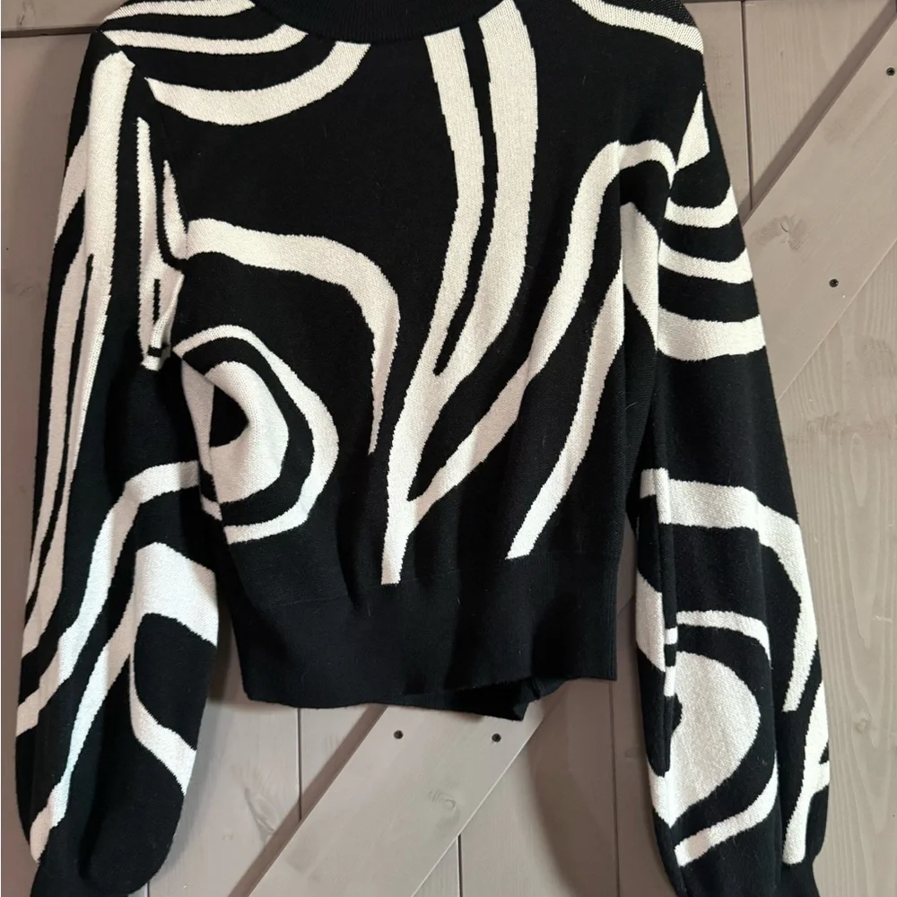 Eesome Black and White Cowl Neck Sweater